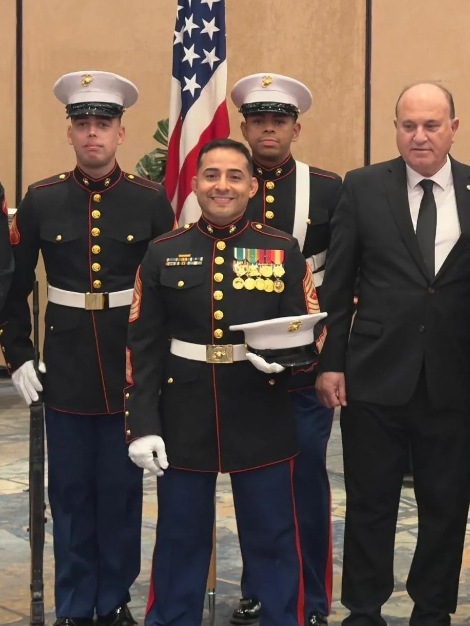Yoram Naor with members of the Marine Corps at the 250th Anniversary of the U.S. Marine Corps event