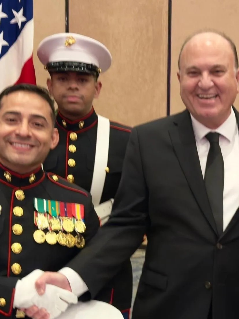 Yoram Naor with members of the Marine Corps at the 250th Anniversary of the U.S. Marine Corps event cropped